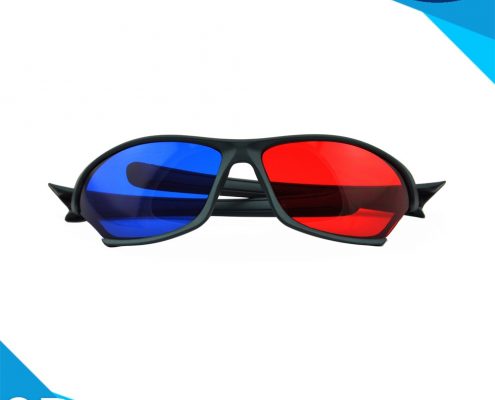 plastic red and blue 3d glasses
