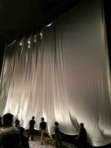 perforated 3d silver screen install