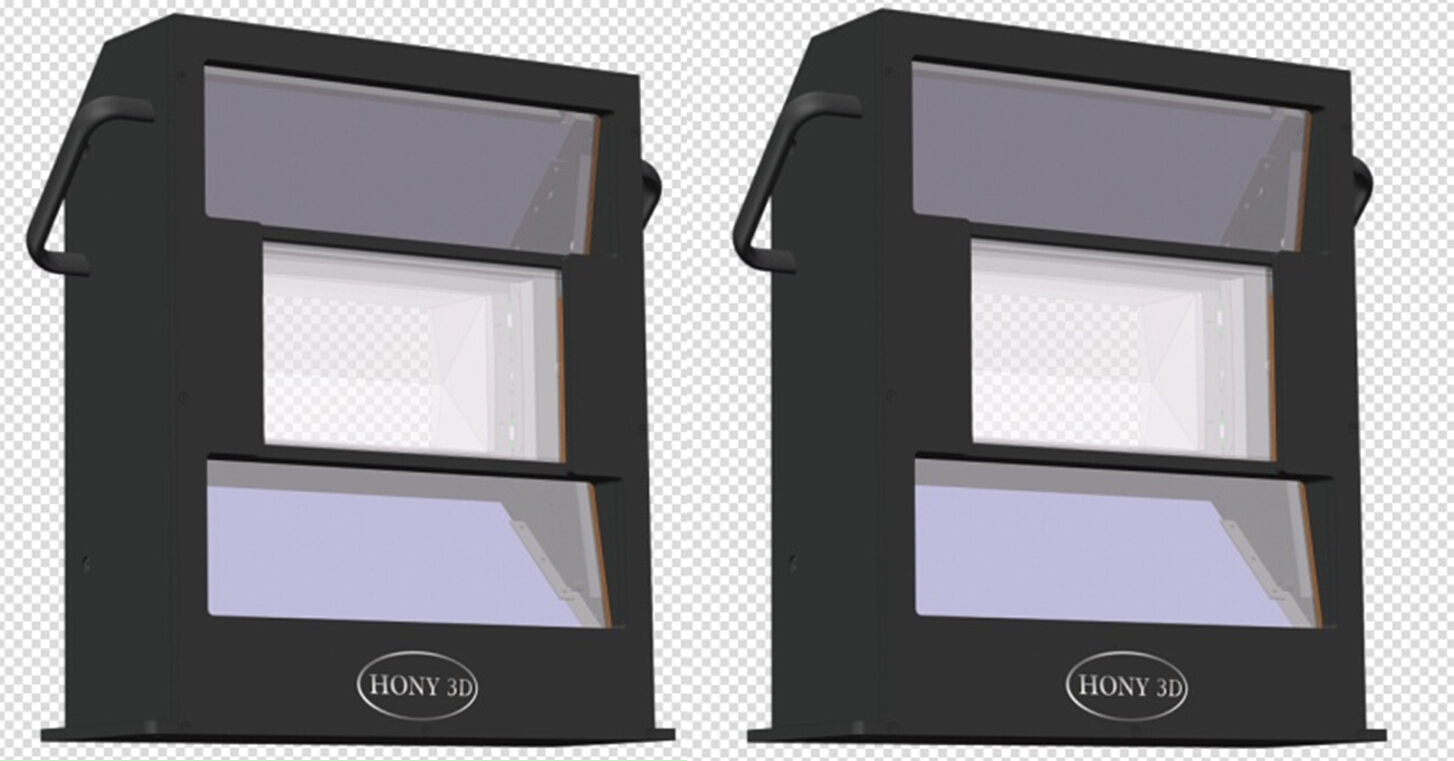 triple beam system for dual projector use